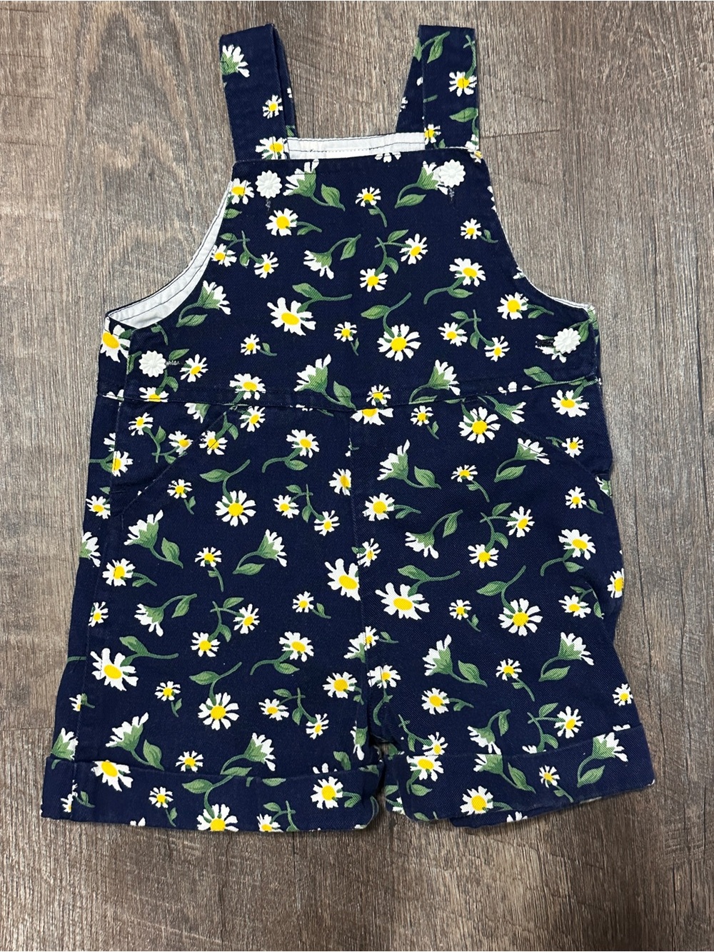 Little Girls Baby Navy Daisy 100% Cotton Shorts Overalls 12 Months Shortalls